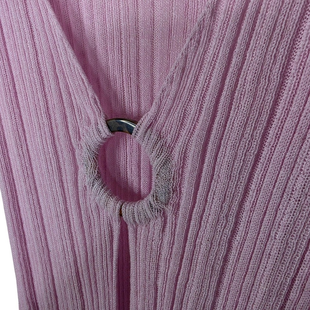 L*SPACE Wailea Cover Up Womens Small Pink Ribbed Knit Long Sleeve Sheer Swim - Picture 4 of 11